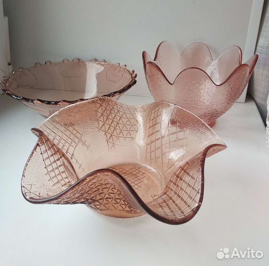 Ваза салатник СССР стекло карамельное