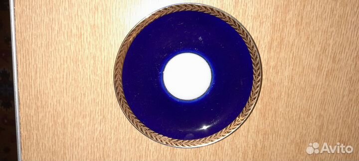 Кобальтовые чайные пары двух видов и блюдца лфз