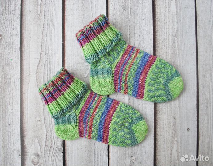 Носки вязаные шерстяные детские размер 13