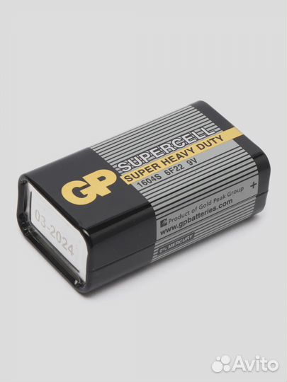 Батарейка крона GP Supercell 6F22 9V, солевая