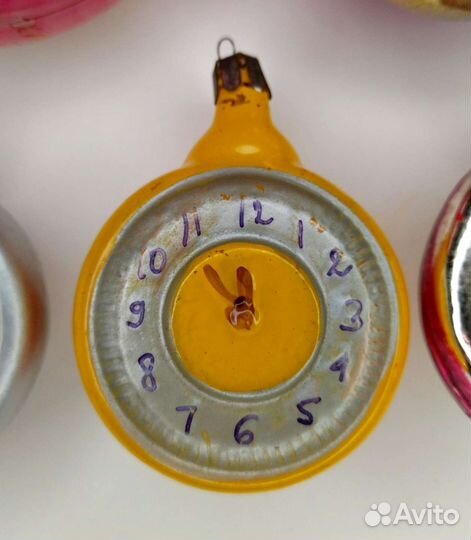 Ёлочные игрушки часы, будильники 5шт. СССР