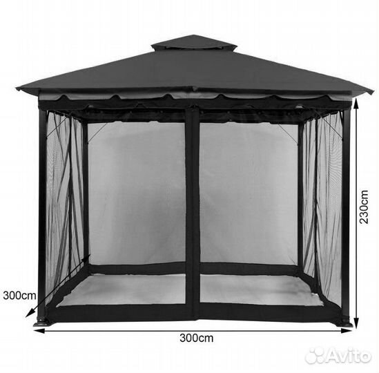 Москитная сетка на молнии на беседку 3х3 метра