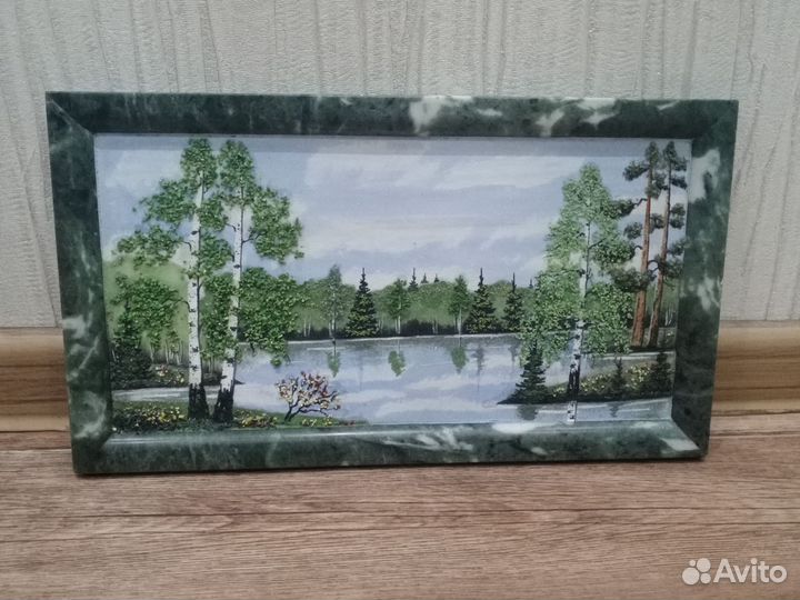 Триптих картины из каменной крошки осеньзима Весна