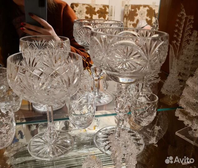 Креманки бокалы на ножках хрустальные СССР гхз
