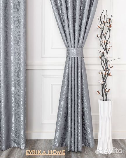 Комплект портьер Версаль Серый шторы занавески