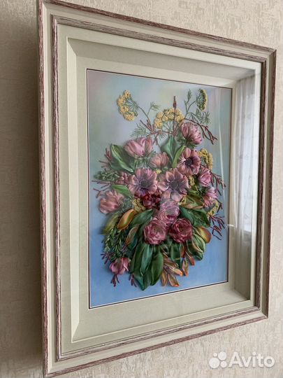 Картины вышитые лентами