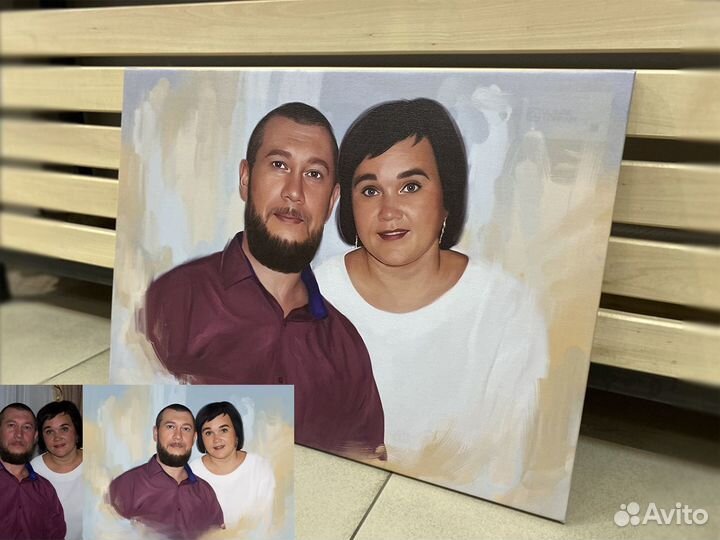 Портрет по фото на холсте