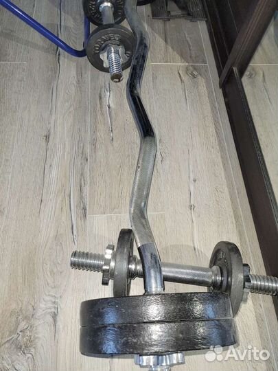 Гриф гантельный и блины