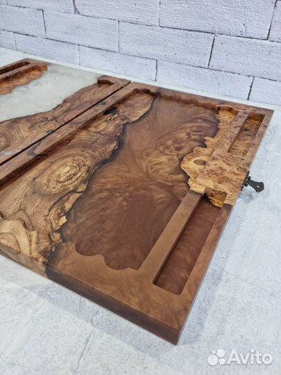 Нарды из дерева и эпоксидной смолы премиум