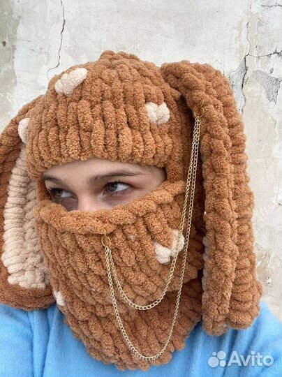 Вязаная балаклава шапка панама