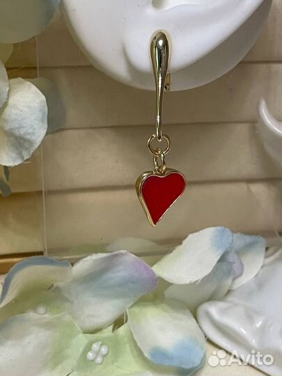 Серьги с сердечком ручная работа