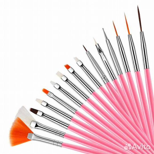 Набор кистей для дизайна ногтей, 15шт