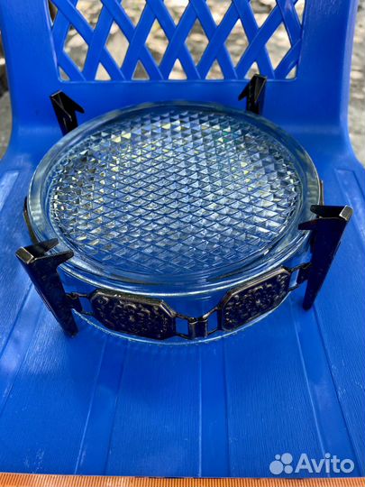 Конфетница, пепельница, стекло, мельхиор, СССР