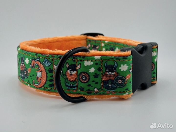 Ошейник 35мм ручной работы Викинги и Дракон