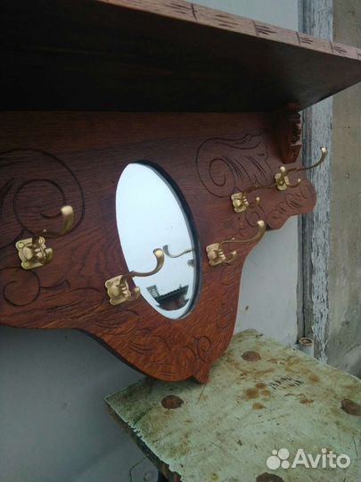 Вешалка с полкой, массив дуба начало 20 века