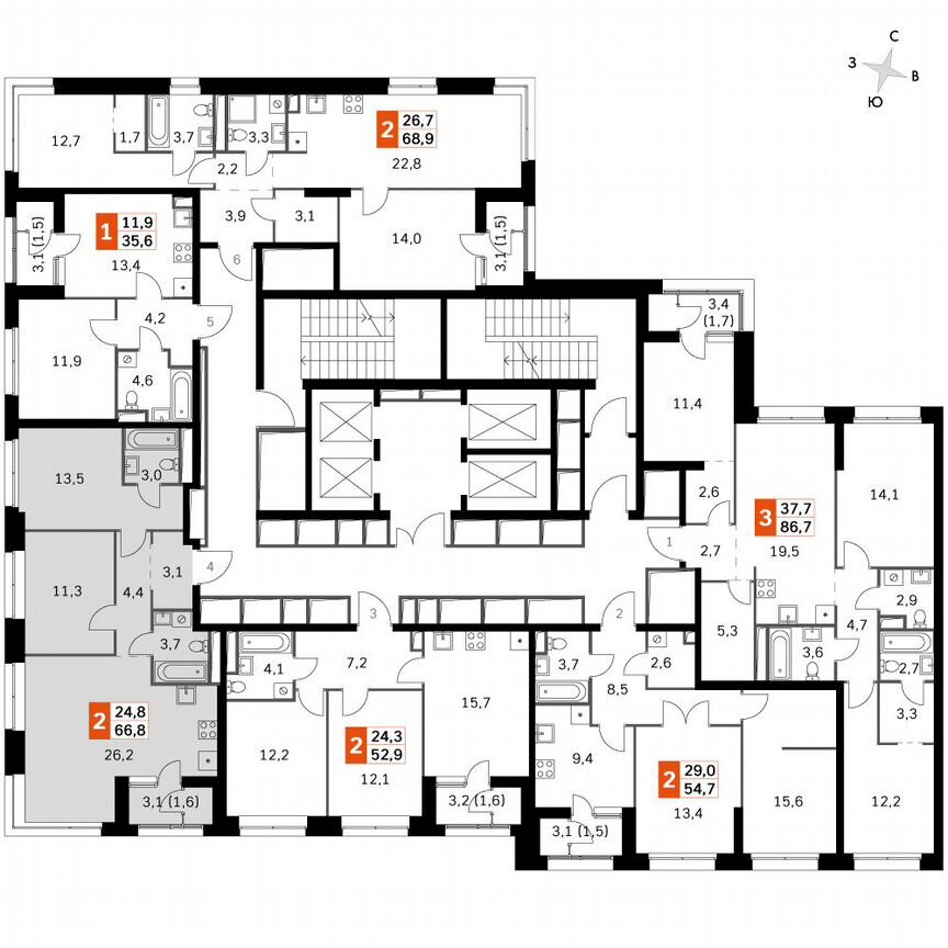 2-к. квартира, 67,1 м², 26/26 эт.