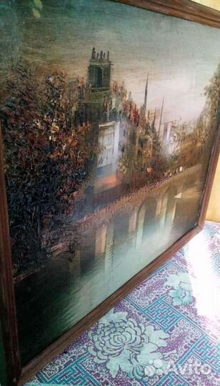 Картина старинная маслом на холсте 42 x37