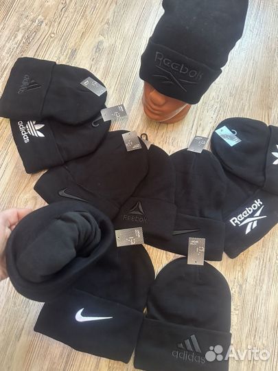 Шапки разных брендов на флисе