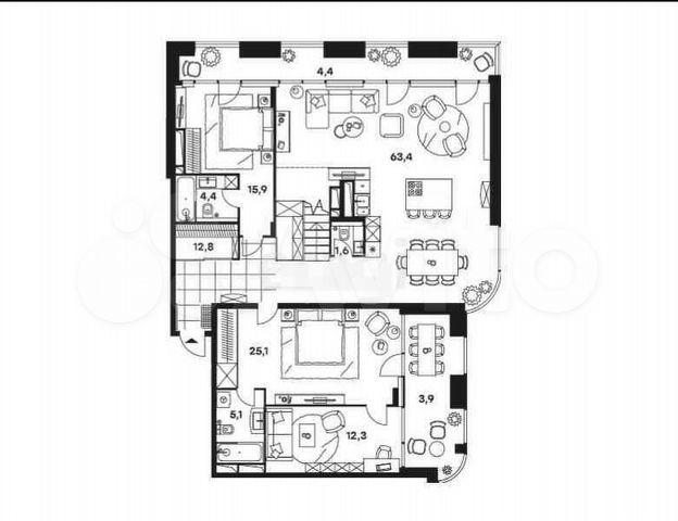 6-к. апартаменты, 227 м², 25/26 эт.