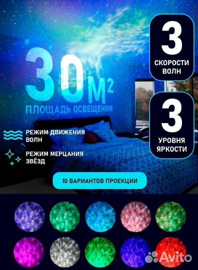 Ночник детский проектор звездное небо