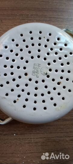 Эмалированная посуда СССР дуршлаг с рисунком