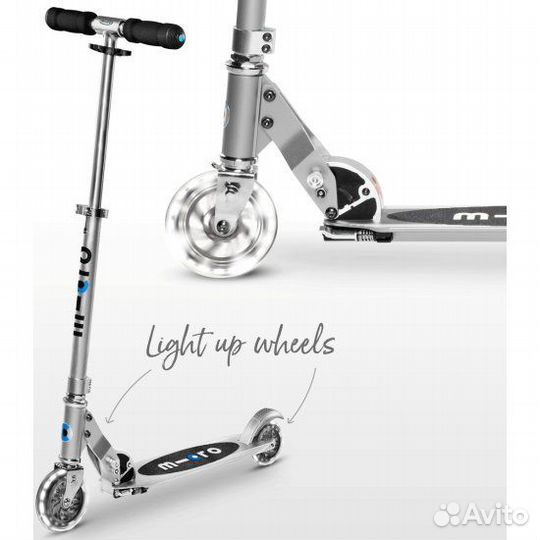 Самокат Micro Sprite LED Серебристый