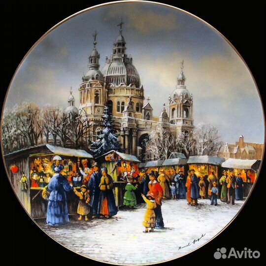 Винтаж Рождественские рынки декоративные тарелки