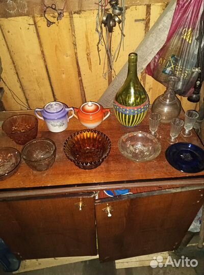 Посуда из цветного стекла СССР