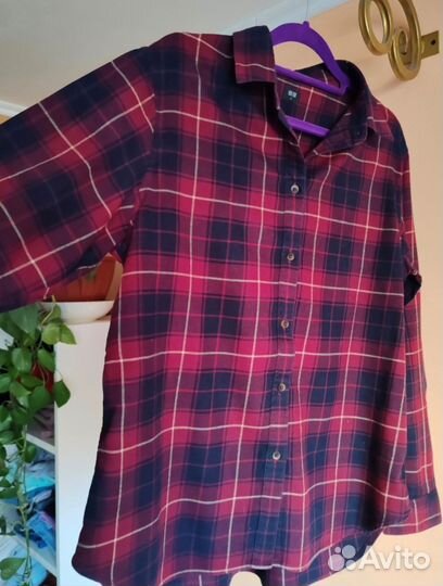 Рубашка в клетку женская теплая Uniqlo 46-48