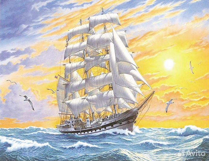 Набор №14 алмазная мозаика 40х50 корабли машины