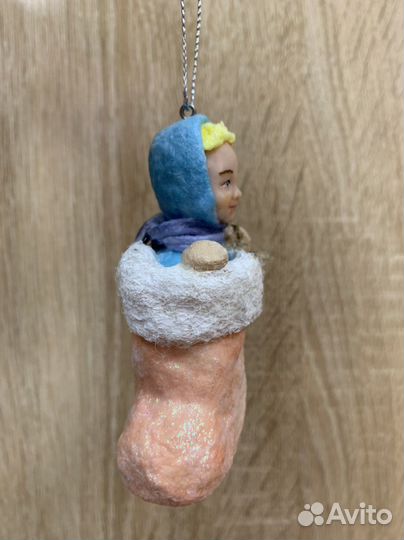 Елочная игрушка из ваты ручной работы