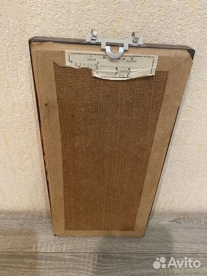 Картина перламутр, перья.Винтаж.Китай