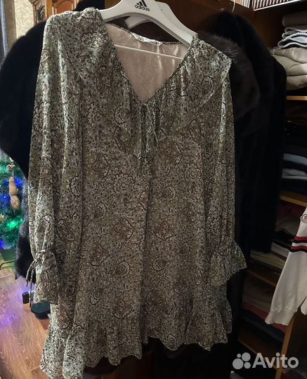 Платье zara xl 48 шифон на подкладе