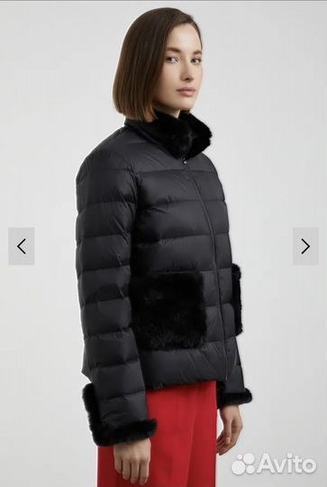 Пуховик с отделкой мехом кролика