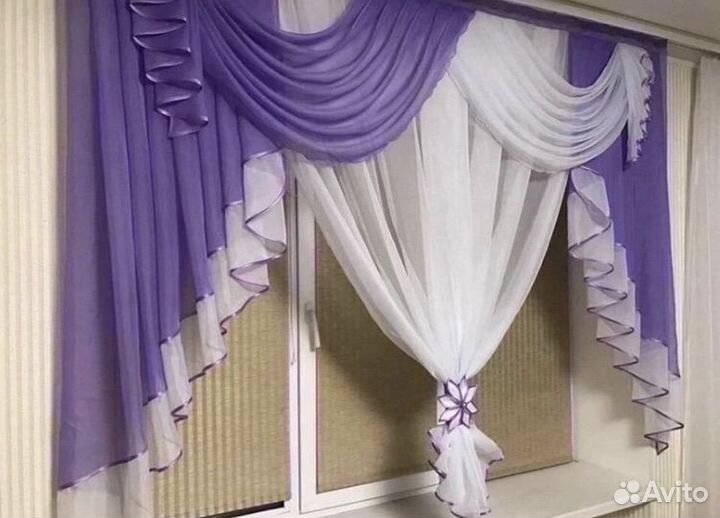 Шторы кухонные с ламбоикеном