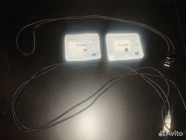Кабель магнитный Topk + Type-C и micro USB