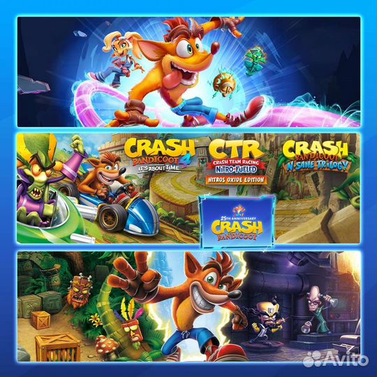 Crash Bandicoot- (3 игры) на PS4-PRO-PS5
