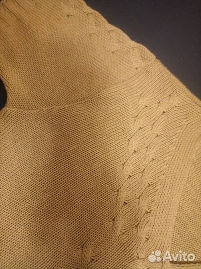 Хлопковый зеленый пуловер 46-48