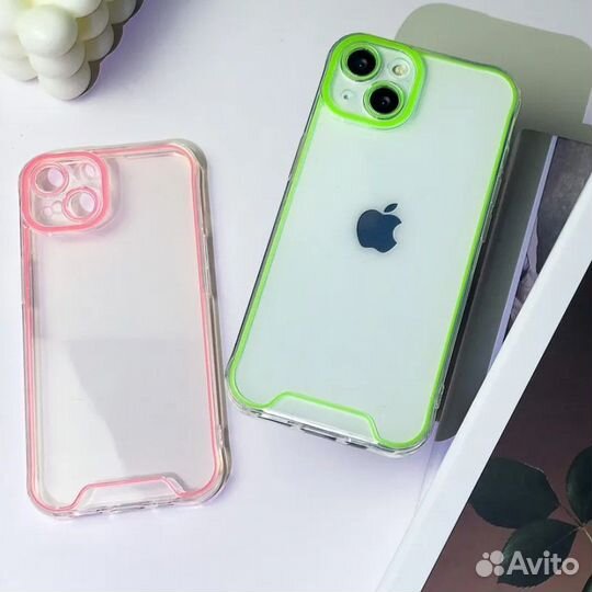 Силиконовый неоновый чехол для iPhone розовый