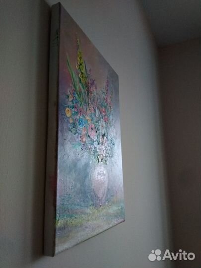 Картина маслом Букет полевых цветов на траве