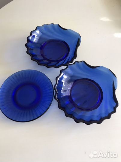 Ваза/ракушки кобальтовое стекло винтаж 60-70х г. С