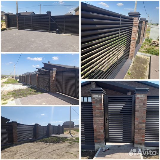 Заборы из профнастила, откатные ворота