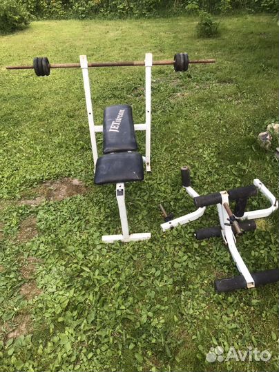 Стойка для штанги, штанга с блинами