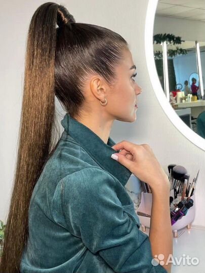 Хвост на резинке, накладной хвост, шиньон, коса