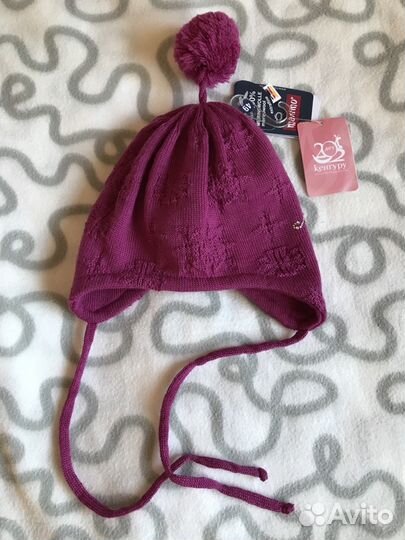 Новая шапка для девочки 49 см шерсть мериноса