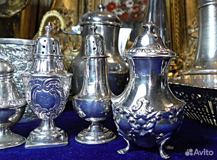 Шейкеры.Англия.Серебро.Старинные.Коллекция.Корица