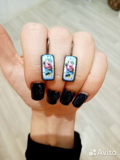 Серьги финифть,винтаж