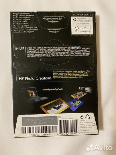 Фотобумага hp advanced glossy 10*15