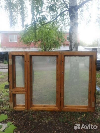 Окно деревянное с коробкой и балконная дверь бу