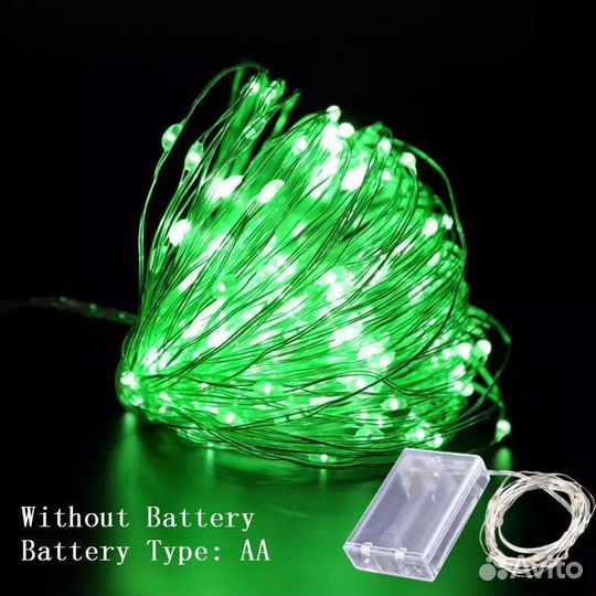 Гирлянда нить роса на батарейках